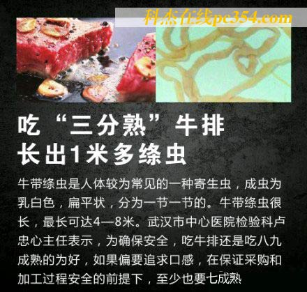 吃三分熟牛排長出1米絳蟲