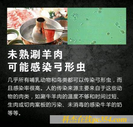 未熟涮羊肉可能感染弓形蟲